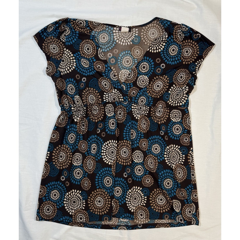 Agenda Brown Y2K Patterned Blouse Size Large